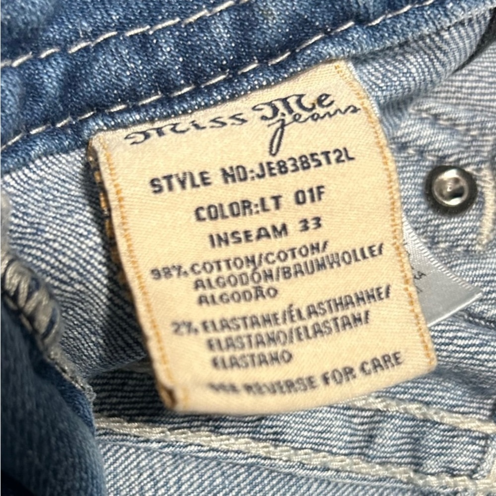 Miss Me Signature Straight Embellished Pocket Light Blue Denim Jeans 32 - Picture 5 of 6